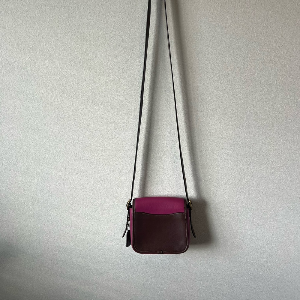 Coach Original Leather Magenta and Brown Crossbody Bag - EUC - No Call Outs - Picture 3 of 14